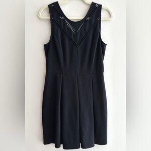 maison Jules Black Pleated Mini Dress with Diamond Cutouts, Size Large